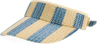 Lele Sadoughi Stripe Raffia Visor in Turquoise Lapis at Nordstrom