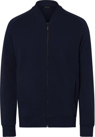 Hanro Living Cotton Zip-Up Jacket in Black Iris at Nordstrom, Size X-Large