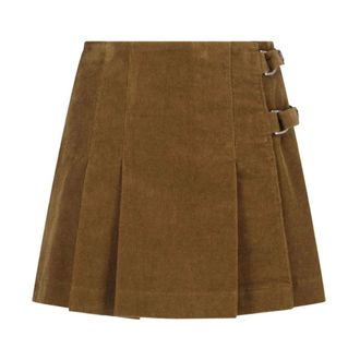 Golden Goose Minifalda cruzada de pana plisada - Skirts - Mujer - Marr&oacute;n - XS