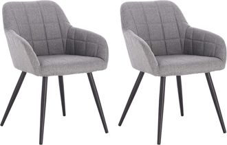 Woltu Woltu - 2 X Sillas De Comedor Nordicas Estilo Vintage Juego De 2 Silla De Cocina Silla Tapizada Con Reposabrazos Tapizadas Lino Estructura De Metal Gr