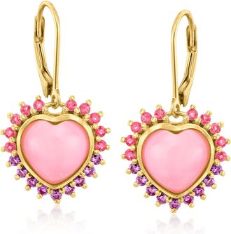 Ross-Simons Pink Opal Heart Drop Earrings With. Pink Tourmalines and. Amethysts in 18kt Gold Over Sterling