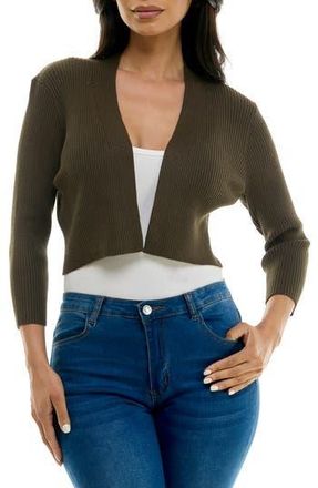 Nina Leonard Ribbed Bolero Cardigan in Light Olive at Nordstrom Rack, Size Medium