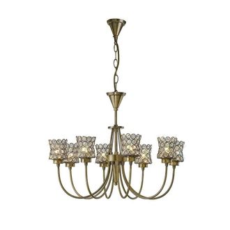 Netlighting Nelson Ceiling Pendant 8 Light Antique Brass Crystal in Bronze