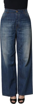 Pinko Washed High Waist Wide Leg Cotton Stretch Womens Jeans (Pre-Owned)