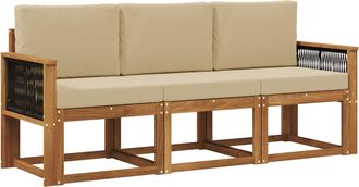vidaXL Conjunto De Sof&aacute;s De Exterior 3 Uds. Natural Vidaxl