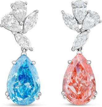 Diana M. Jewels 14kt White Gold 7cts Lab Grown Blue & Pink Diamond Drop Earrings