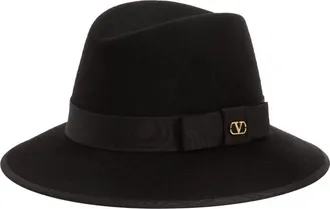 Valentino Garavani Black VLogo Fedora Hat
