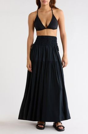 Elan Smocked Cover-Up Midi Skirt in Black at Nordstrom, Size X-Large