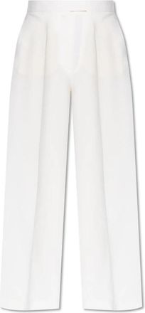 Alexander McQueen Wollen broek - Dames - Straight fit broeken - Wit - M - Wol - Broeken