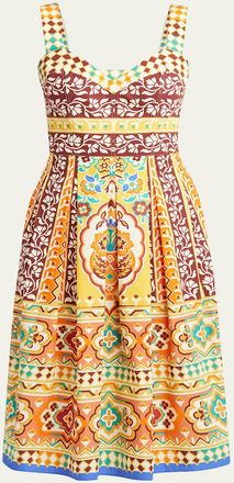 Etro Sleeveless Pleated Poplin Midi Dress