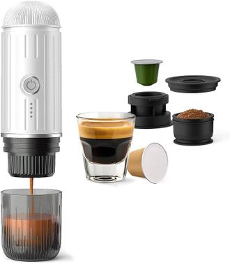 OEM Cafetera Espresso Port&aacute;til De Viaje, Cargador Usb-c, Cafetera Espresso El&eacute;ctrica Con Autocalentamiento, Mini Cafetera De 19 Bares Para Acampar Y Hacer