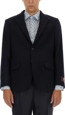 Etro Blue Notched Lapel Blazer