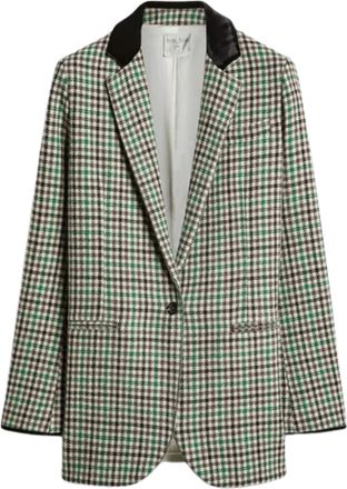 Forte_Forte Royal Checked Wool-Blend Notched Lapel Blazer