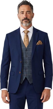 PAUL ANDREW Mayfair Navy Textured 3 Piece Formal Suit With Navy Tweed Check Waistcoat