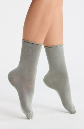 Nordstrom Everyday Rolltop Crew Socks in Green Chaparral at Nordstrom, Size 9