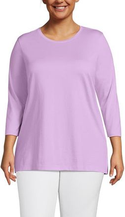 Lands End 3/4 Sleeve Cotton Supima Tunic in Lilac Breeze at Nordstrom, Size 3X