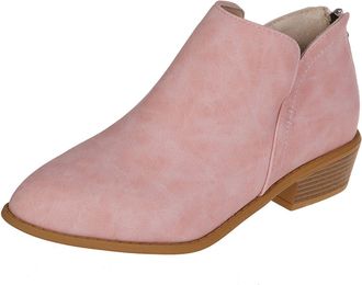 Generic Chelsea Boots for Women, Women Ankle Boots Heeled - Elegant Mid-Calf Boot Fashion Versatile Office Work Shoes with Back Zipper Autumn Solid Color Sued