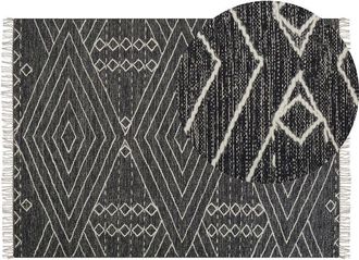 Beliani Rug KHENIFRA Black 140 x 200 cm Cotton