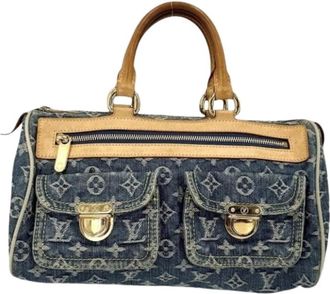 Louis Vuitton Pre-owned Monogram Denim Handbag - Dames - Vintage Handtas - Blauw - ONE Size - Denim - Vintage