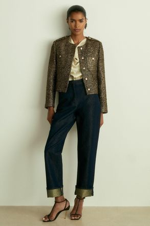 Reiss Gold Lam&eacute;-tweed Jacket, 16
