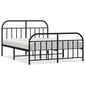 Berkfield Home Metal Bed Frame with Headboard & Footboard Black 140x190 cm