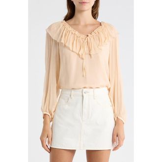 Paige Michelina Ruffle Neck Top in Light Peach at Nordstrom, Size Xx-Small