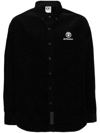 Aape By A Bathing Ape logo-patch corduroy shirt - men - Cotton - M - Black