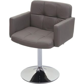 Hhg Non utilizzato] Design sedia Lounge Orlando M10 cromo ecopelle 55x60x80cm grigio marrone