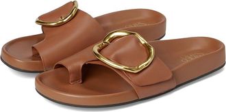 Franco Sarto Brianka Slide Sandals Womens Sandals Tan Leather : 8.5 M