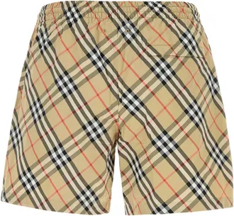 Burberry Check Print Nylon Swim Shorts - Beige
