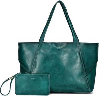 OLD TREND Wishbone Oversized Leather Carryall Tote in Teal at Nordstrom