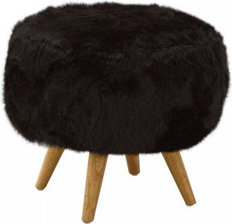 Premier Housewares Black Fur Effect Cabaret Stool