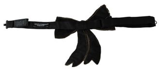 Dolce & Gabbana Silk Rhinestone-Embellished Bow Tie - Gold
