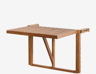 Sklum Mesa de jardín rectangular 65x60 cm colgante y plegable en madera de acacia Delawer SKLUM