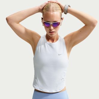Nike Womens Swift Dri-FIT Seamless Running Tank Top in White | IO7858-100