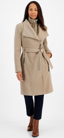 Calvin Klein Womens Belted Wrap Coat