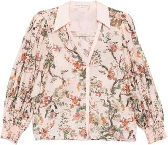 Alice & Olivia Floral Puff-Sleeves Shirt - Dames - Overhemden - Veelkleurig - L - Katoen - Overhemden