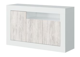 No Brand No Brand - Aparador 144x42x87 Cm Blanco Mate Y Envejecido Con 3 Puertas - Sorso