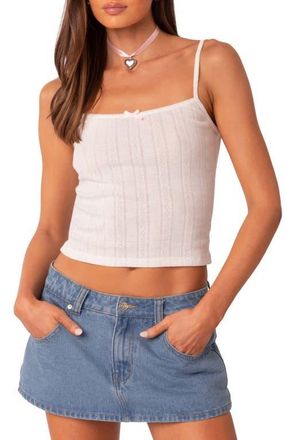 Edikted Pointelle Stitch Camisole in White at Nordstrom, Size Large