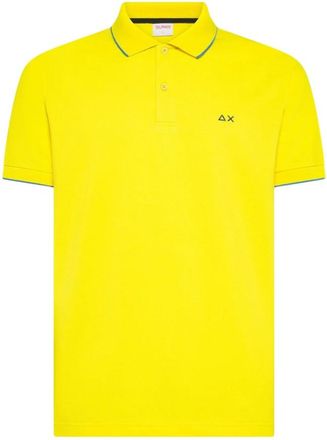 Sun 68 Polo Small Stripe on Collar S/S - Heren - Polos - Geel - 3XL - Katoen - Tops