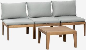 Sklum Sklum - Conjunto De Jard&iacute;n Con Sof&aacute; Modular De 3 Piezas Y Mesa De Centro Filips