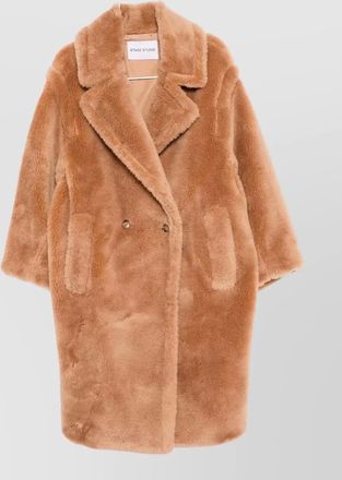 Stand Studio wool double-breasted faux-fur coat