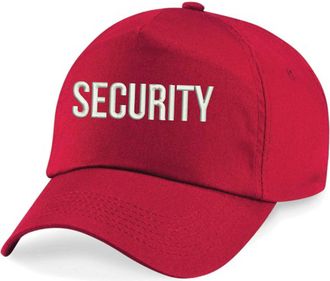 Generic Embroidered Security Orignal 5-Panel Baseball Cap, Security Ofiicer Uniform Workwear Unisex Hat (Red)