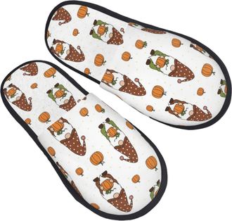 Generic Comfortable Mens Slipper Harvest Pumpkin Gnome Cotton Slipper Fluffy Womens Slippers for Ladies Hotels Family M