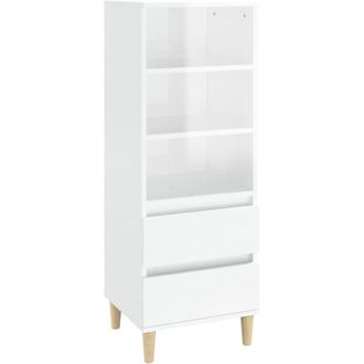 vidaXL Vidaxl - Aparador Alto Madera Contrachapada Blanco Brillo 40x36x110 Cm