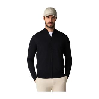 Brooks Brothers Truien & Vesten, Heren, Zwart, XL, Wol, Merino Wol Trui met Volledige Rits