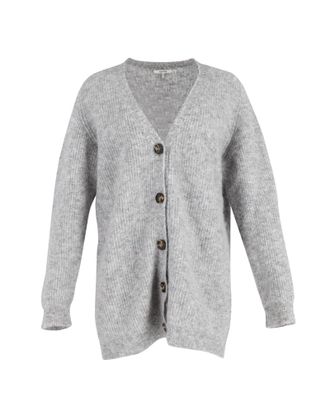 Ganni Ganni Long Sleeve Cardigan in Grey Mohair