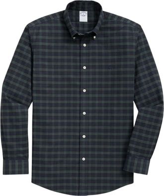 Brooks Brothers Slim Fit Non-Iron Geruite Stretch Oxford Overhemd met Button-Down Kraag - Heren - Casual Overhemden - Veelkleurig - 2XL - Katoen - Overhemden