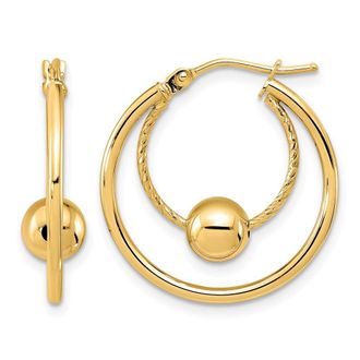Diamond2Deal 14K Yellow Gold Textured 6mm Ball Hoop Earrings