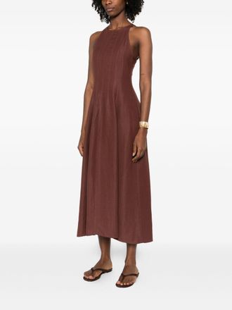 Brunello Cucinelli Brunello Cucinelli Womens Linen Blend Long Dress - Brown viscose - Size X-Small
